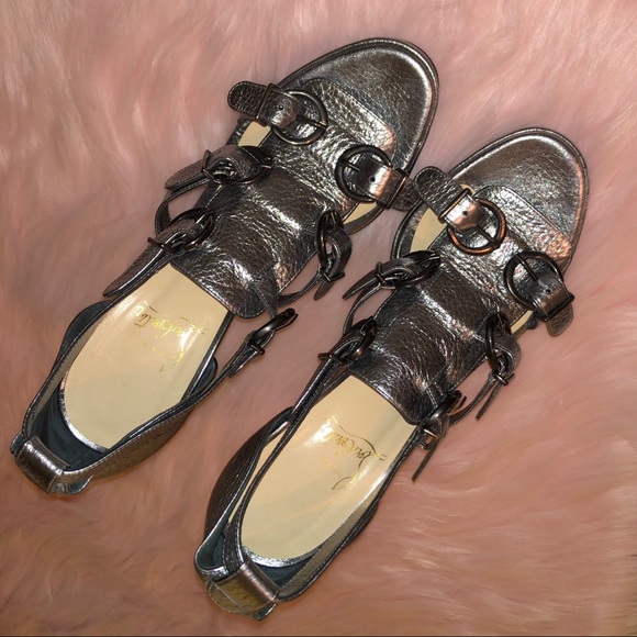 Metallic Silver Christian Louboutin Heeled Sandals Lima 120 - Picture 3 of 8